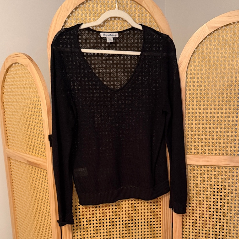 Tommy Bahama Black Knit V-Neck Top